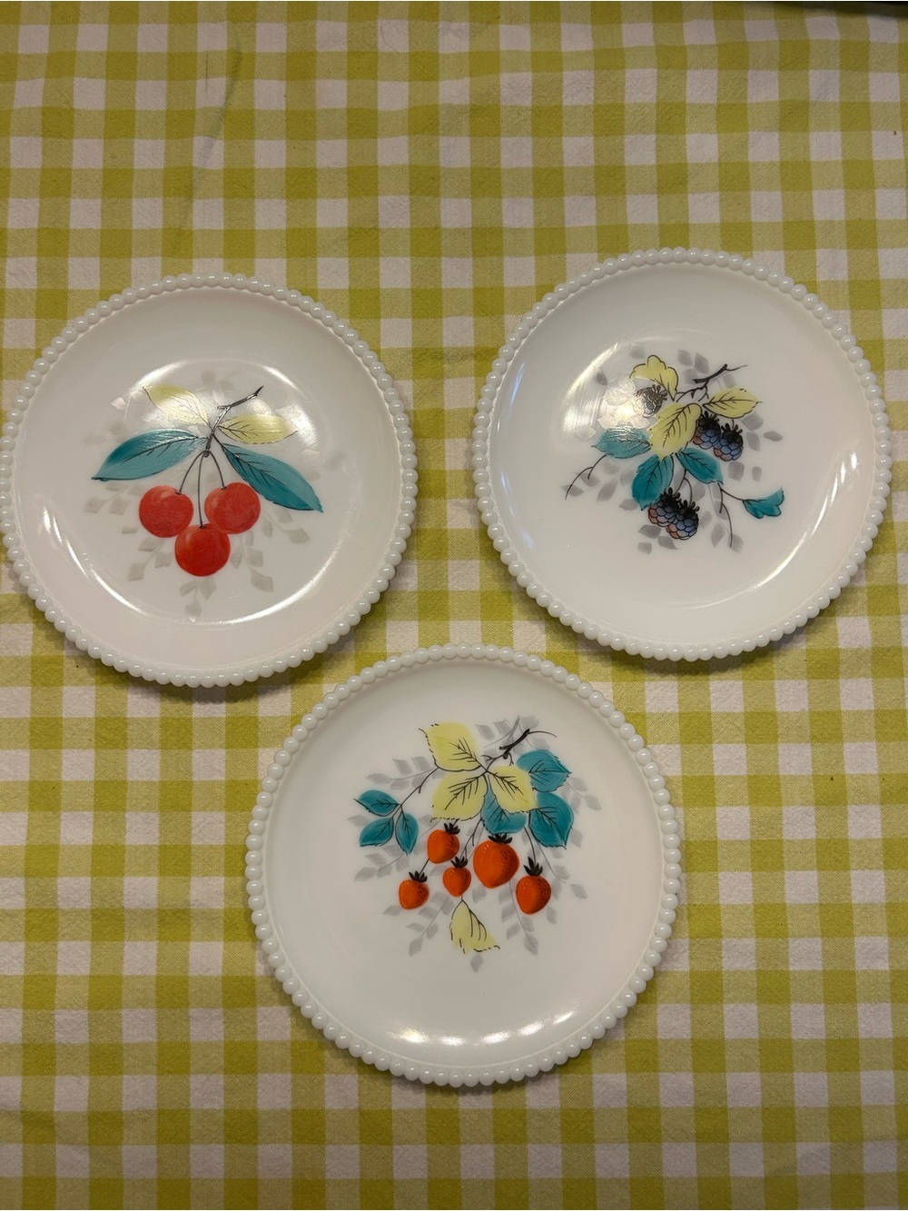 Hand Painted Milkglass Plates